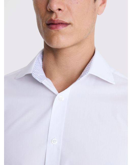 Moss Bros White Regular Fit Stretch Shirt for men
