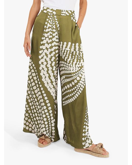 Traffic People Green The Odes Evie Silk Blend Trousers