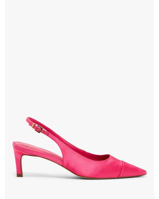 John Lewis Pink Bijou Satin Toe Cap Pointed Slingback Open Court Shoes