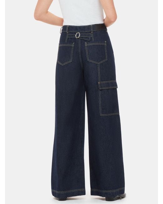 Whistles Blue Wide Leg Cargo Jeans