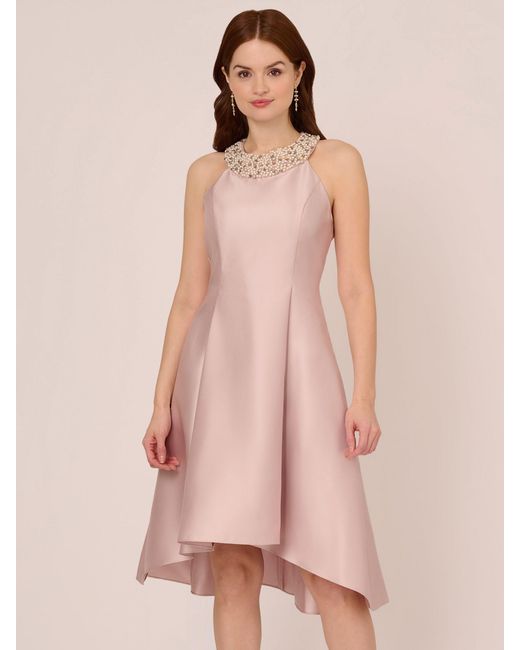 Adrianna Papell Pink Embellished Mikado Dress