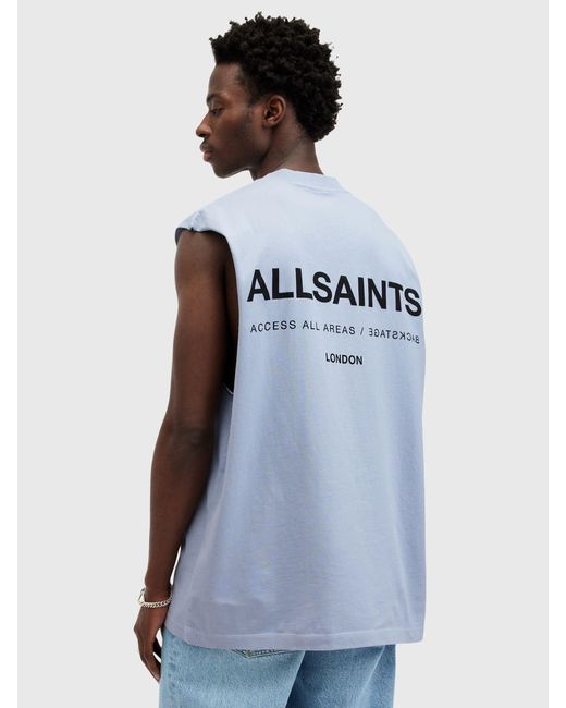 AllSaints Blue Access Sleeveless Crew T-shirt for men