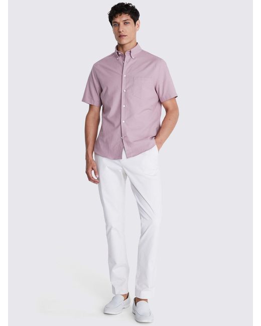 Moss Bros Purple Washed Oxford Shirt for men