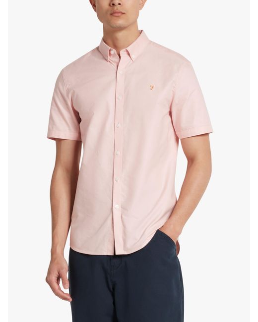 Farah Pink Brewer Short Sleeve Organic Cotton Shirt for men