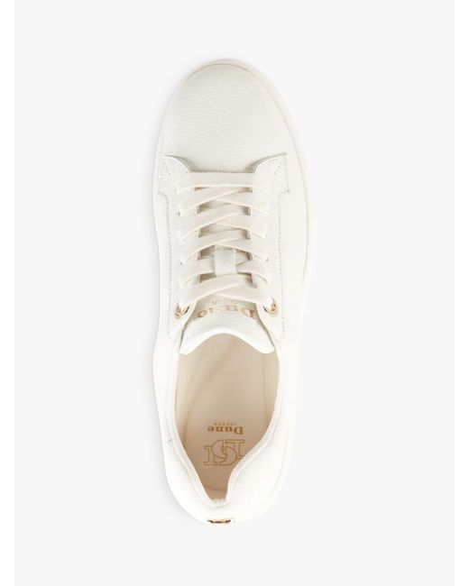 Dune White Episode Leather Reptile Detail Flatform Trainers