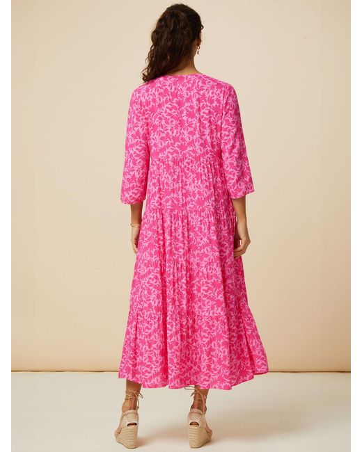 Aspiga Pink Emma Tiered Midi Dress