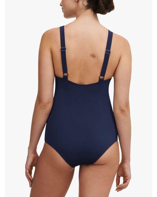 FEMILET Blue Rivero Plunge Neck Buckle Detail Swimsuit
