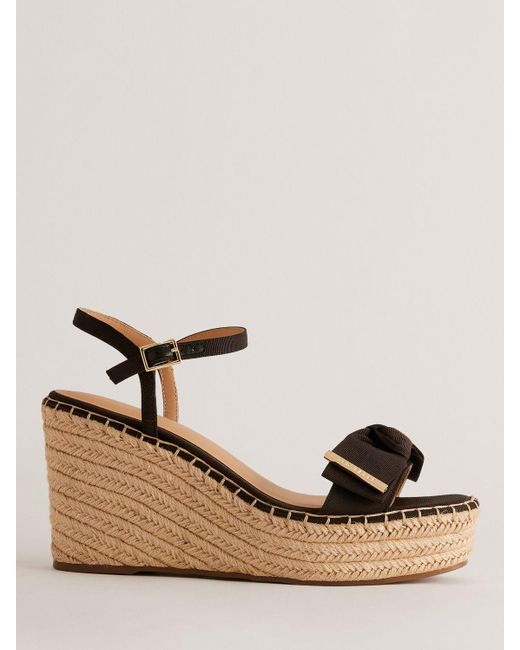 Ted Baker Natural Geiia Espadrille Wedge Bow Detail Sandals