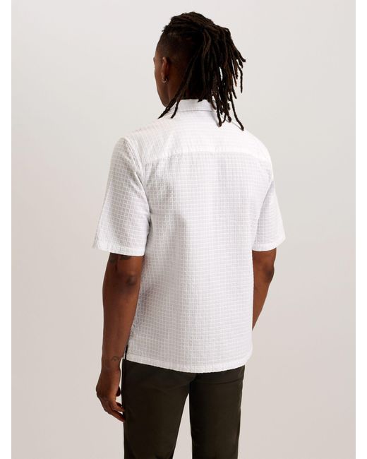 Ted Baker White Oise Short Sleeve Textured Shirt for men