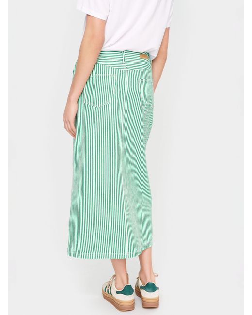 Saint Tropez Green Ditten High Waisted Striped Maxi Skirt