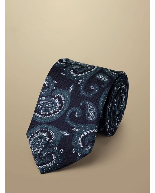 Charles Tyrwhitt Blue Paisley Silk Tie for men
