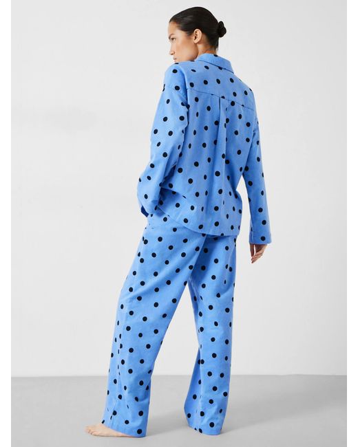 Hush Blue Sadie Cotton Flannel Polka Dot Pyjamas