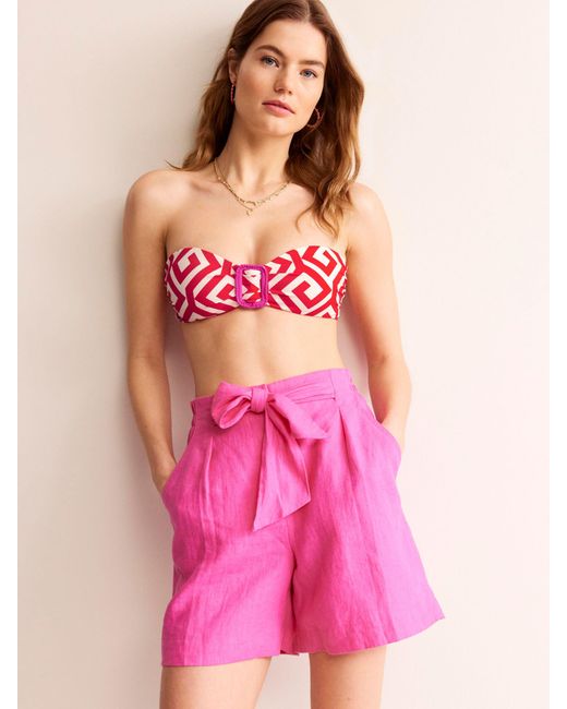 Boden Pink Taormina Maze Print Bandeau Bikini Top
