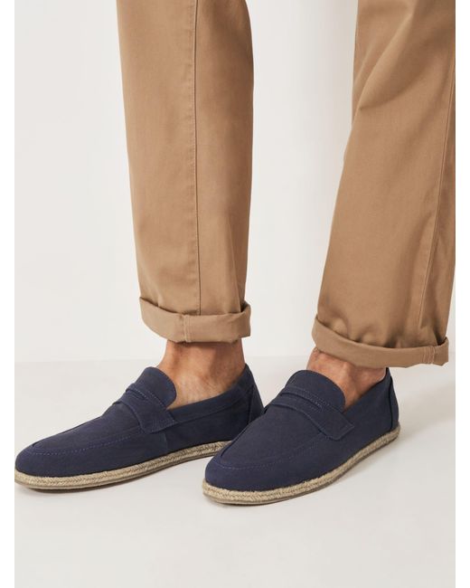 Crew Blue Canvas Espadrille Loafers for men
