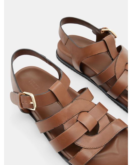 Hush Brown Rose Leather Cage Footbed Sandals