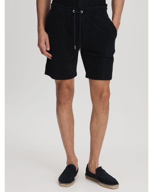 Reiss Black Vulcan Drawstring Shorts for men