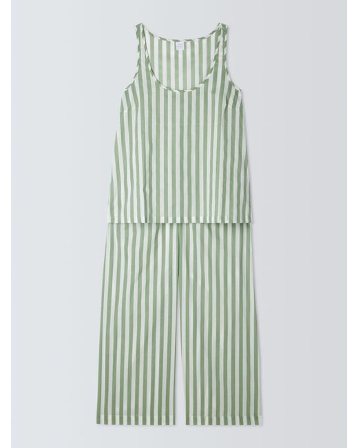 John Lewis Green Kate Stripe Cropped Pyjama Set