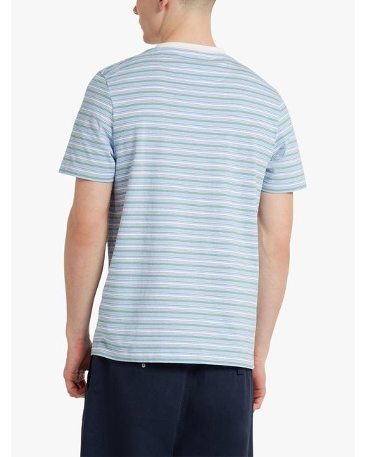 Farah Blue Danny Stripe Regular Fit Organic Cotton T-shirt for men