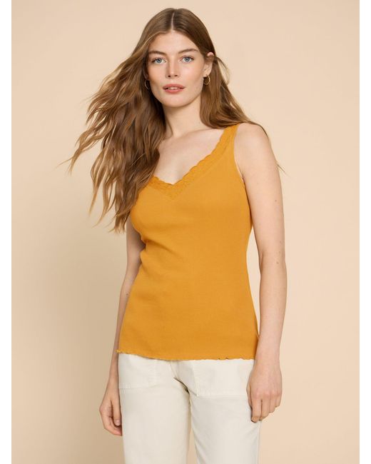 White Stuff Yellow Seabreeze Ribbed Vest Top