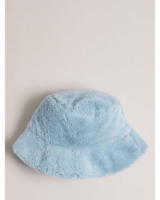 Ted Baker Blue Prinnia Faux Fur Bucket Hat