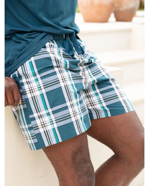 Cyberjammies Blue Check Pyjama Shorts for men