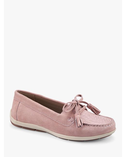 Hotter Pink Bay Suede Moccasin Boat Shoes