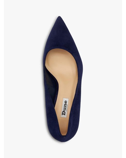 Dune Blue Absolute Suede Pointed Toe Court Shoes