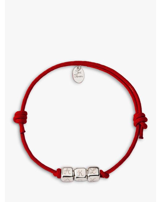 Merci Maman Red Personalised 3 Dice Braided Bracelet