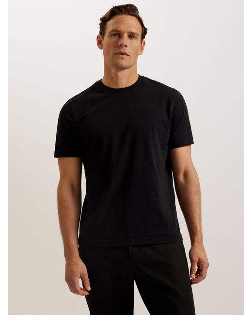 Ted Baker Black Wiskin Regular Branded Short Sleeve T-shirt for men