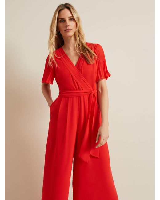 Phase Eight Red Kendall Pleat Detail Jumpsuit