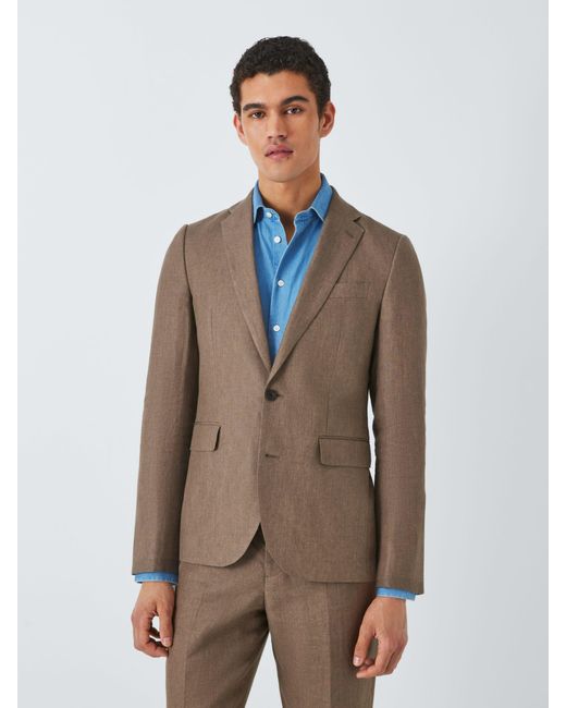 John Lewis Brown Cambridge Linen Single Breasted Regular Fit Suit Jacket for men