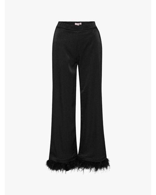A-View Black Brody Feather Detail Trousers