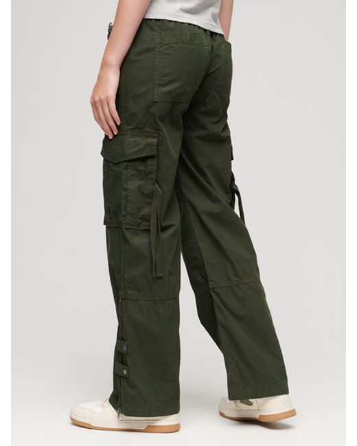 Superdry Green Low Rise Wide Leg Cargo Trousers