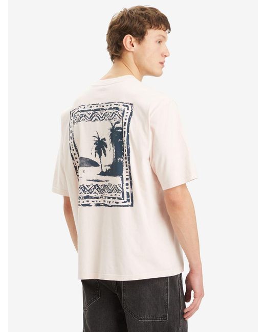Levi's White Graphic Palm Back Print Half Sleeve T-shirt for men