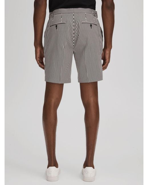 Reiss Gray Stream Stripe Shorts for men