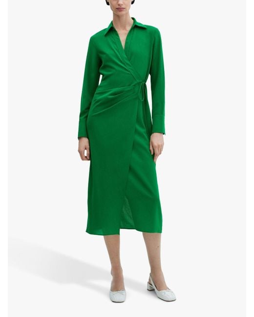 Mango Green Bilma Wrap Midi Shirt Dress