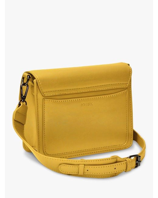Hvisk Yellow Cayman Pocket Structure Smooth Cross Body Bag