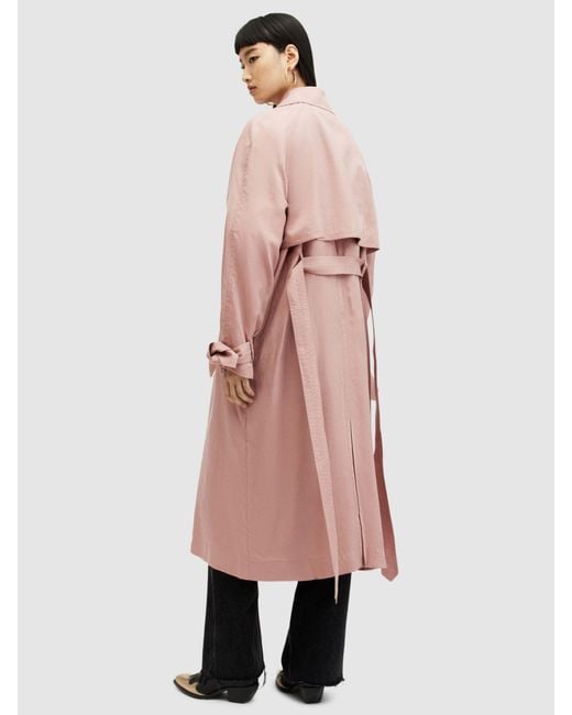 AllSaints Pink Kikki Oversized Trench Coat