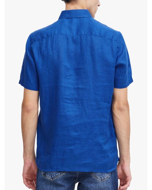 Casual Friday Blue Anton Short Sleeve Linen Shirt for men
