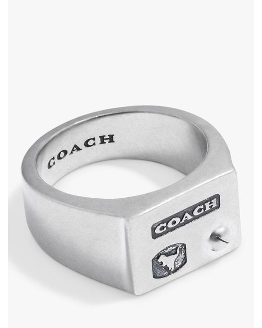 COACH Gray Logo Rexy Signet Ring for men