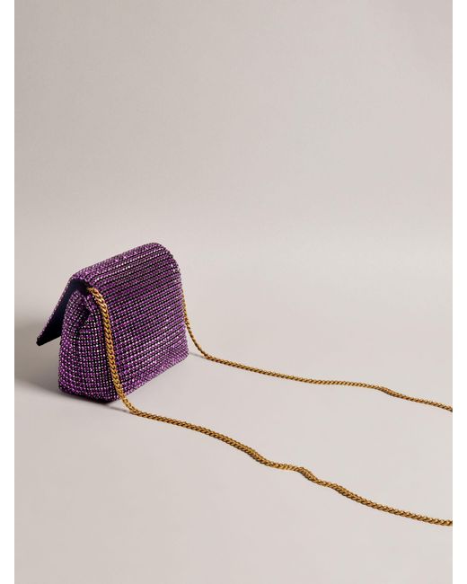 Ted Baker Purple Gliters Crystal Embellished Clutch Bag