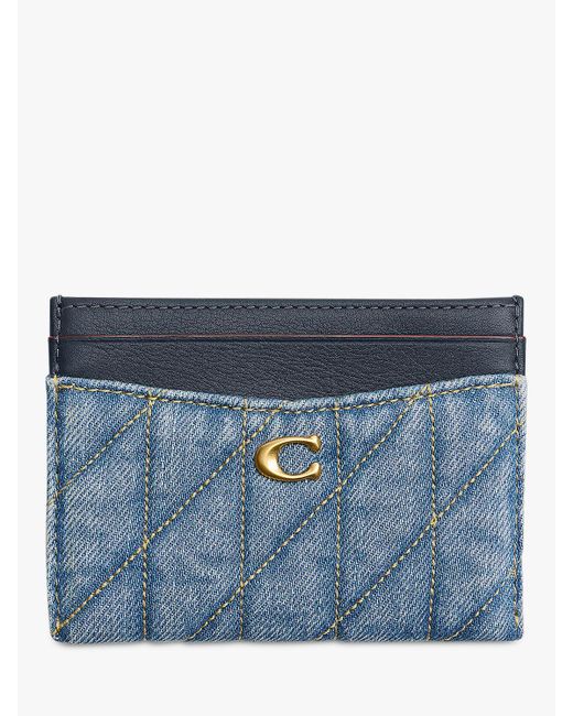 COACH Blue Essential Quilted Denim And Leather Cardholder