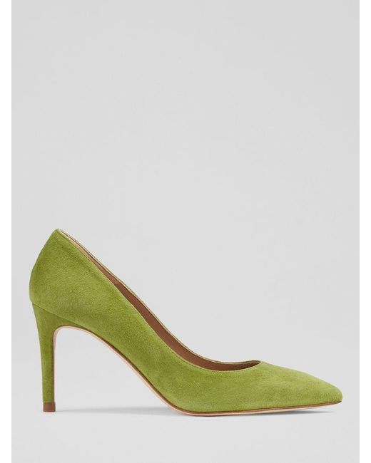 L.K.Bennett Green Floret Suede Court Shoes