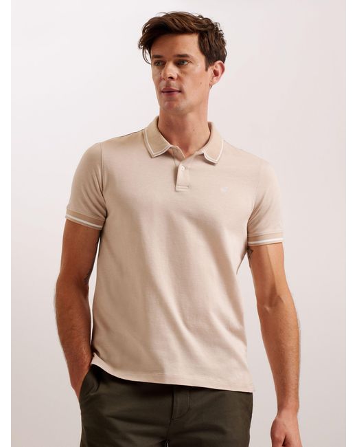 Ted Baker Natural Helta Striped Polo Shirt for men