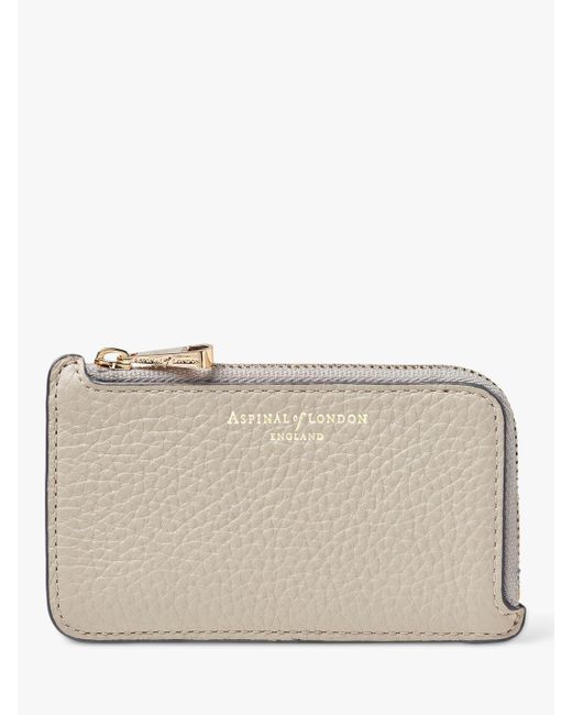 Aspinal Natural Pebble Leather Zipped Coin And Card Holder