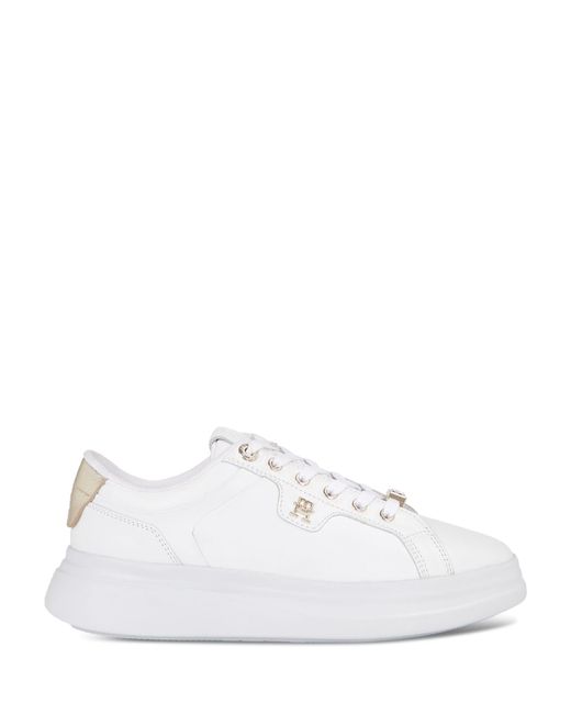 Tommy Hilfiger White Leather Lace-up Flatform Trainers