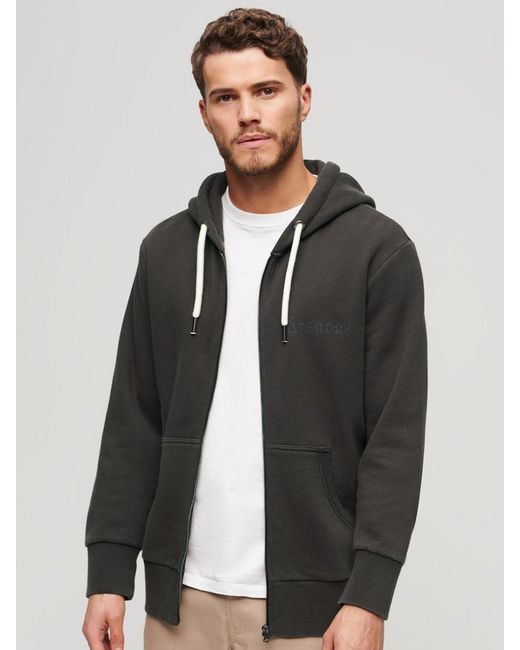 Superdry Gray Tattoo Graphic Loose Zip Hoodie for men