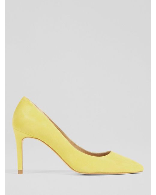 L.K.Bennett Yellow Floret Pointed Toe Suede Court Shoes