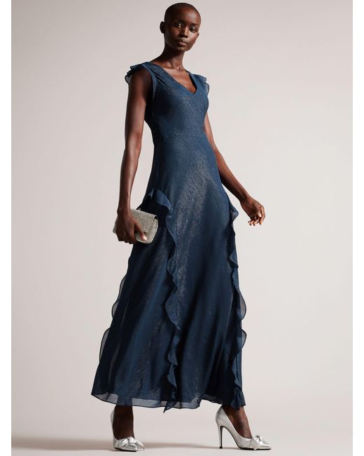 Ted Baker Laurae Bias Cut Maxi Dress in Blue | Lyst UK