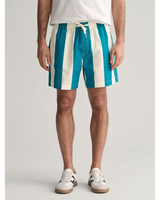 Gant Blue Draw Cord Cotton Stripe Shorts for men
